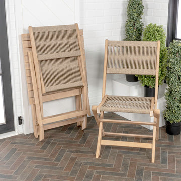 Javea Modern Coastal 3-Piece Acacia Wood Outdoor Folding Bistro Set - JONATHAN Y